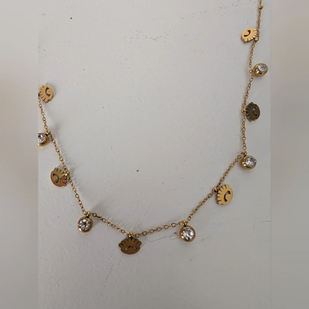 AREA STARS Evil Eye & Crystal Charm Necklace